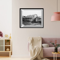 Historic Framed Print, [Log cabins or barabara, Kodiak, Alaska].Curtis.,  17-7/8" x 21-7/8"