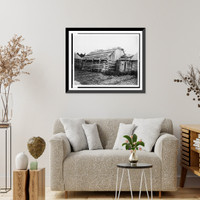 Historic Framed Print, [Log cabins or barabara, Kodiak, Alaska].Curtis.,  17-7/8" x 21-7/8"