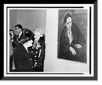 Historic Framed Print, [Janet Flanner standing with Alice B. Toklas in front of painting of Gertrude Stein],  17-7/8" x 21-7/8"