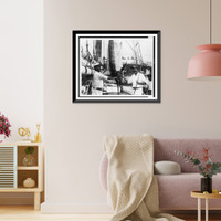 Historic Framed Print, [Ernest Hemingway posed with Capt. Joe Russell of Key West beside hanging marlin or sailfish probably in Florida],  17-7/8" x 21-7/8"