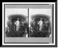 Theodore Roosevelt, standing on back of railroad car, speaking toward crowd, Historic Print
