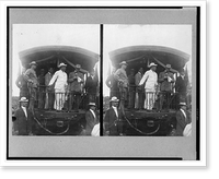 Theodore Roosevelt, standing on back of railroad car, speaking toward crowd, Historic Print
