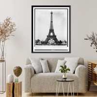 Historic Framed Print, [Eiffel Tower and Fountain Coutan, Paris Exposition, 1889],  17-7/8" x 21-7/8"