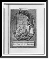 Bookplate of the New York Society Library.eng'd by P.R. Maverick, 65 Liberty Street. Classic, Antique Poster