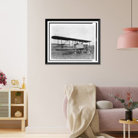 Historic Framed Print, [Glenn Martin and his prototype fighter aircraft],  17-7/8" x 21-7/8"