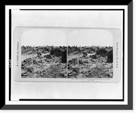 Historic Framed Print, Village of Fung Chow, showing complete destruction by the allied forces, China,  17-7/8" x 21-7/8"