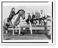 Historic Framed Print, Nina, 10, youngest daughter of Governor Earl Warren, of California, rides by on Peanuts" her pinto pony,  as the governor and three more of his children form an admiring gallery...",  17-7/8" x 21-7/8"