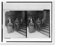 Booker T. Washington, seated on steps of porch, with wife and two sons, Vintage Wall Art