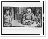 Christmas card for 1948 showing man, woman, and baby at table.Castell&oacute;n, Historic Print