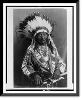 Historic Framed Print, [Chief Red Cloud, half-length portrait, seated, facing front; holding peace pipe],  17-7/8" x 21-7/8"