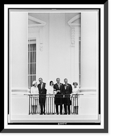 Historic Framed Print, [Left to right: Mrs. Lyndon Johnson, President Lyndon Johnson, bride and groom Luci Johnson Nugent and Patrick John Nugent, Mr. and Mrs. Gerard Nugent, posed standing on South Portico of the White House],  17-7/8" x 21-7/8"