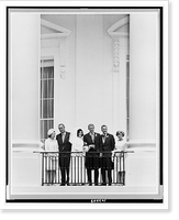 Historic Framed Print, [Left to right: Mrs. Lyndon Johnson, President Lyndon Johnson, bride and groom Luci Johnson Nugent and Patrick John Nugent, Mr. and Mrs. Gerard Nugent, posed standing on South Portico of the White House],  17-7/8" x 21-7/8"