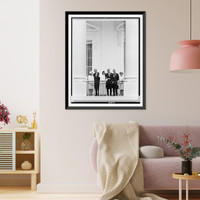 Historic Framed Print, [Left to right: Mrs. Lyndon Johnson, President Lyndon Johnson, bride and groom Luci Johnson Nugent and Patrick John Nugent, Mr. and Mrs. Gerard Nugent, posed standing on South Portico of the White House],  17-7/8" x 21-7/8"