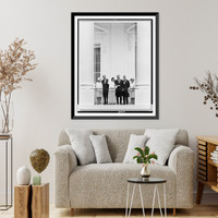 Historic Framed Print, [Left to right: Mrs. Lyndon Johnson, President Lyndon Johnson, bride and groom Luci Johnson Nugent and Patrick John Nugent, Mr. and Mrs. Gerard Nugent, posed standing on South Portico of the White House],  17-7/8" x 21-7/8"