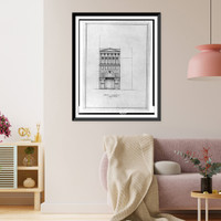 Historic Framed Print, [Two office buildings for B.F. Saul (15th Street, N.W., Washington, D.C.) North building. Front. Elevation],  17-7/8" x 21-7/8"
