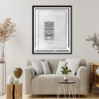 Historic Framed Print, [Two office buildings for B.F. Saul (15th Street, N.W., Washington, D.C.) North building. Front. Elevation],  17-7/8" x 21-7/8"