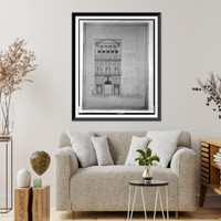 Historic Framed Print, [Two office buildings for B.F. Saul (15th Street, N.W., Washington, D.C.). North building Front. Elevation],  17-7/8" x 21-7/8"