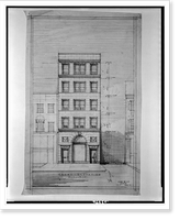 Historic Framed Print, [Two office buildings for B.F. Saul (15th Street, N.W., Washington, D.C.) North building. Front. Elevation].George N. Ray, Architect.,  17-7/8" x 21-7/8"