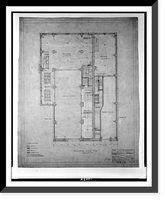 Historic Framed Print, [Two office buildings for B.F. Saul (15th Street, N.W., Washington, D.C.) Mezzanine floor. Plan].George N. Ray, Architect.,  17-7/8" x 21-7/8"