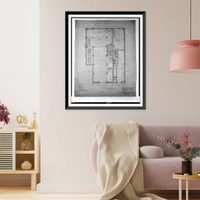 Historic Framed Print, [Two office buildings for B.F. Saul (15th Street, N.W., Washington, D.C.) Mezzanine floor. Plan].George N. Ray, Architect.,  17-7/8" x 21-7/8"
