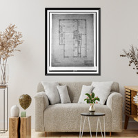 Historic Framed Print, [Two office buildings for B.F. Saul (15th Street, N.W., Washington, D.C.) Mezzanine floor. Plan].George N. Ray, Architect.,  17-7/8" x 21-7/8"