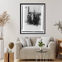 Historic Framed Print, [Ernest Bloch, full-length portrait, standing, facing right, with three children].photo by Bain News Service.,  17-7/8" x 21-7/8"