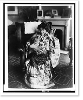 Frances Alda, full-length portrait, seated, facing left, wearing kimono, holding dog, Vintage Wall Art