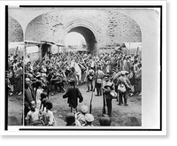 Soldiers of the Russian empire passing through the gates of Mukden, Manchuria, Vintage Print