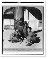 Historic Framed Print, Children playing at the entrance to the temple, Nagoya, Japan,  17-7/8" x 21-7/8" Historic Framed Print, Children playing at the entrance to the temple, Nagoya, Japan,  17-7/8" x 21-7/8"