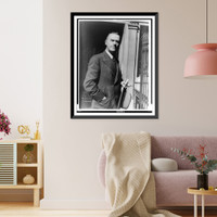 Historic Framed Print, [Portrait of Thomas Mann, holding hat, gloves, and cigar],  17-7/8" x 21-7/8"