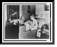 Historic Framed Print, [Miss Mary F. Beard, half-length portrait, seated at desk, facing left],  17-7/8" x 21-7/8"