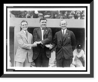 Historic Framed Print, Three base ball stars here for the World Series. L. to R: George Sisler, Babe Ruth and Ty Cobb,  17-7/8" x 21-7/8"
