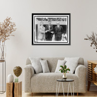Historic Framed Print, Three base ball stars here for the World Series. L. to R: George Sisler, Babe Ruth and Ty Cobb,  17-7/8" x 21-7/8"