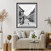 Historic Framed Print, Nuremburg. Meat market and Fleisch Brucke,  17-7/8" x 21-7/8"