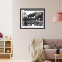 Historic Framed Print, [Pavilion Colombe, Mrs. Edith Wharton's villa, St. Brice-sous-For&ecirc;t, France, with garden in foreground,  17-7/8" x 21-7/8"