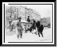 Men loading snow onto wagon, after snow storm, in Washington, D.C.(?), Vintage Poster