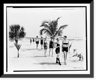 Historic Framed Print, Bathers on sidewalk. Anna Maria Beach,  17-7/8" x 21-7/8"