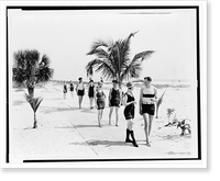 Historic Framed Print, Bathers on sidewalk. Anna Maria Beach,  17-7/8" x 21-7/8"