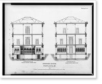 Government building (Custom House, Post Office, and Court Room"), Middle Street and Exchange Street, Portland, Maine. Transverse sections", Antique Poster