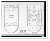 Government building (Custom House, Post Office, and Court Room"), Middle Street and Exchange Street, Portland, Maine. Second and third story plans", Antique Print