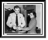 Woman fingerprinted. Mrs. Rosa Parks, Negro seamstress, whose refusal to move to the back of a bus touched off the bus boycott in Montgomery, Ala, Antique Print