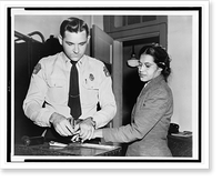 Woman fingerprinted. Mrs. Rosa Parks, Negro seamstress, whose refusal to move to the back of a bus touched off the bus boycott in Montgomery, Ala, Antique Print