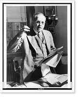 Senator James O. Eastland, half-length portrait, standing, facing front, holding paper and gesturing, Vintage Poster