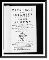 Title page of Catalogue des estampes grav&eacute;es d'apr&egrave;s Rubens Classic, Vintage Poster
