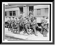 U.S. soldiers leaving Pullman cars.photo by Pullman Company, Antique Wall Art