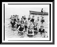 Historic Framed Print, [Boy Scouts in water at Camp Ranachqua],  17-7/8" x 21-7/8"