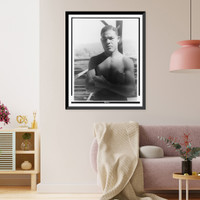 Historic Framed Print, [Portrait of Joe Louis, Greenwood Lake, N.Y.],  17-7/8" x 21-7/8"