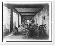 Porch of E.C. Converse house, with wicker furniture, Greenwich, Connecticut, Vintage Print