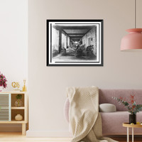 Porch of E.C. Converse house, with wicker furniture, Greenwich, Connecticut, Vintage Print