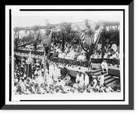 Reviewing stand at inaugration(?), Philippines. Dignitaries, including General Leonard Wood, General Frank McCoy, & Sergio Osme&ntilde;a, are seated in the grandstand, Antique Poster
